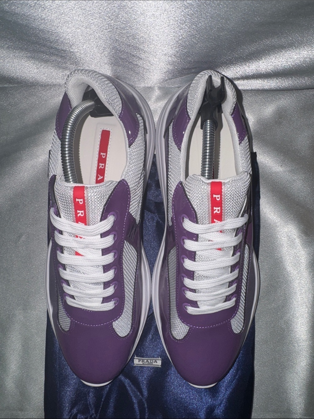 Prada Men's Purple and White Low-Top Lace-Up Sneakers!🔥New! Size: 11us - Picture 8 of 11